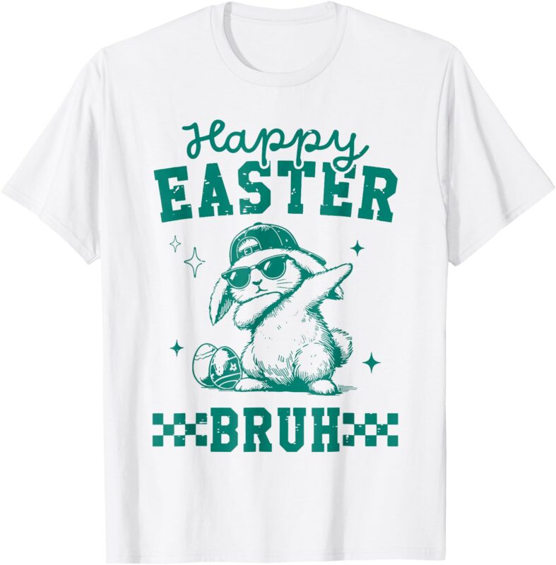 Funny Happy Easter Bruh Bunny Dabbing Cute Easter Day Kids T-Shirt