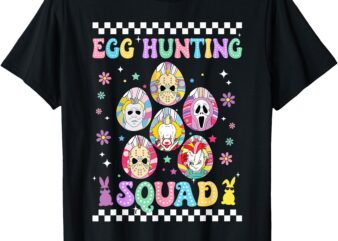 Funny Prepare To Groovy Dye Horror Egg Hunting Squad Easter T-Shirt