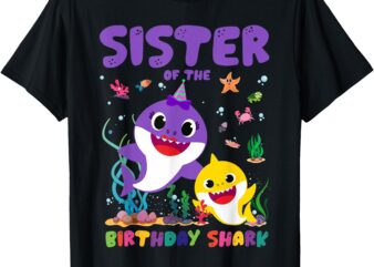 Funny Sister Of The Birthday Family Shark Birthday Boy Girl T-Shirt