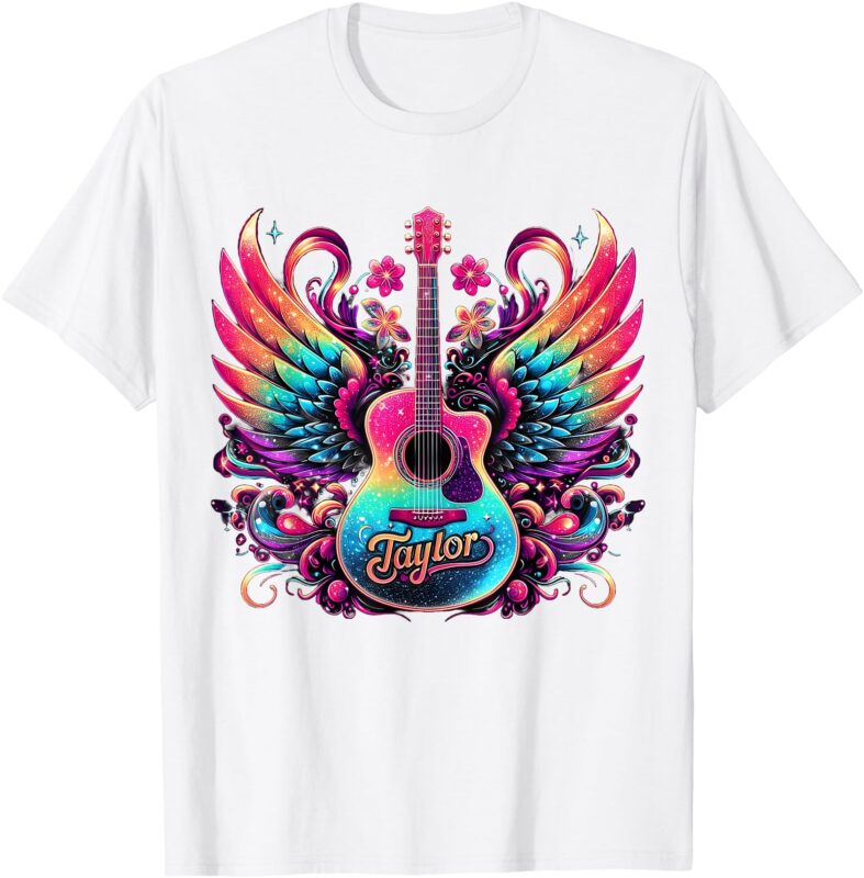 Girl Retro Taylor First Name Personalized Groovy 80’s T-Shirt