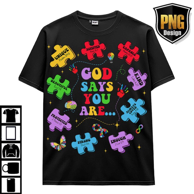 Autism Awareness Bundle Design 30 PNG April Wear Blue Support Autism Be Kind T-Shirt