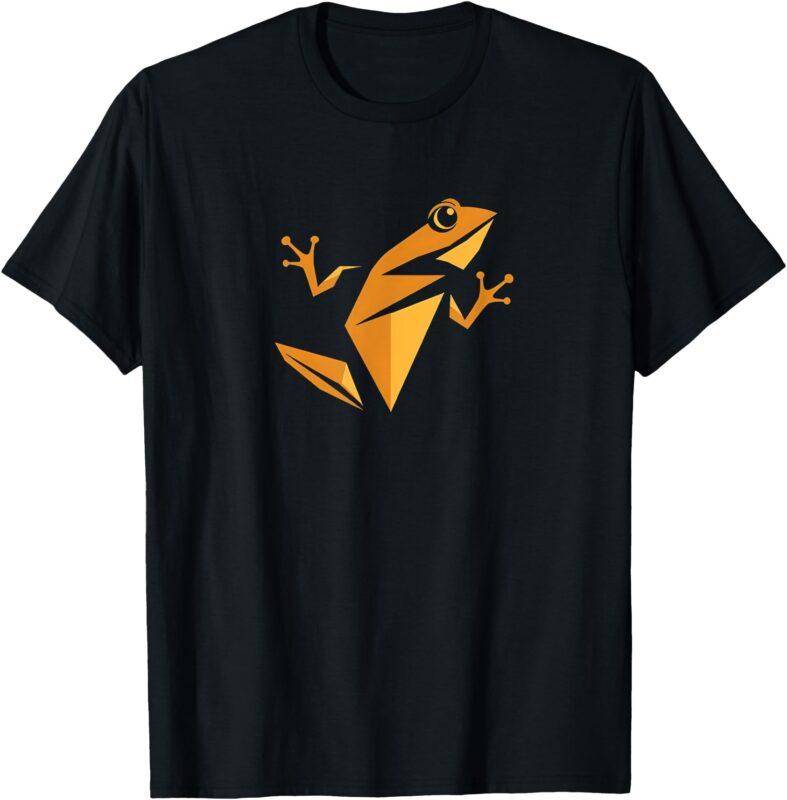 Golden Origami Frog Minimalist Wildlife Art T-Shirt
