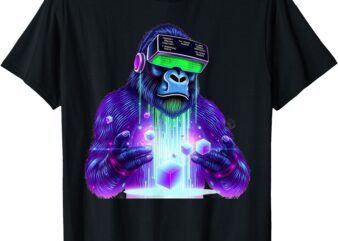 Gorilla VR Gamer Playing Tag Boys Funny Adult Gorilla VR T-Shirt