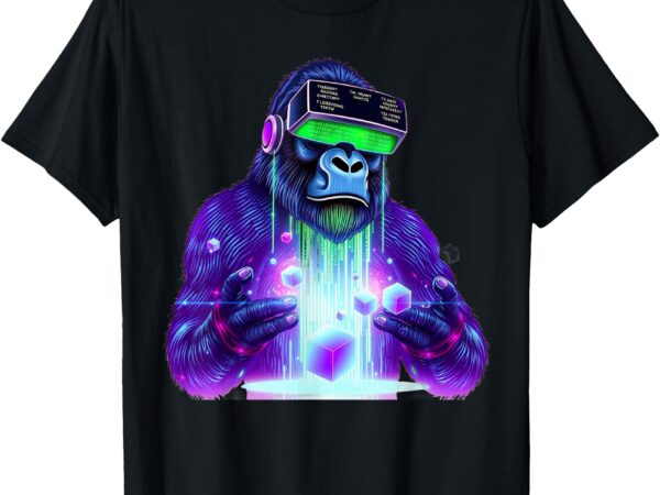 Gorilla vr gamer playing tag boys funny adult gorilla vr t-shirt