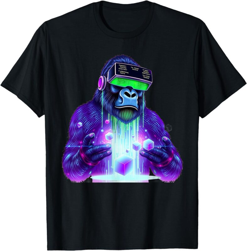 Gorilla VR Gamer Playing Tag Boys Funny Adult Gorilla VR T-Shirt