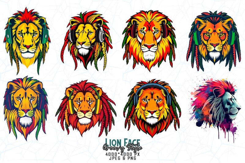 Vintage Punk Lion Lover t-shirt design bundle of 20 designs – download instantly