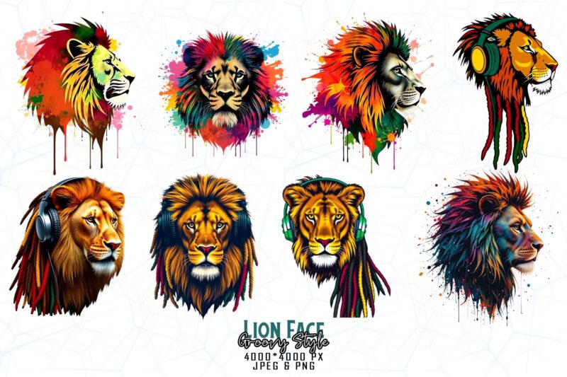Vintage Punk Lion Lover t-shirt design bundle of 20 designs – download instantly