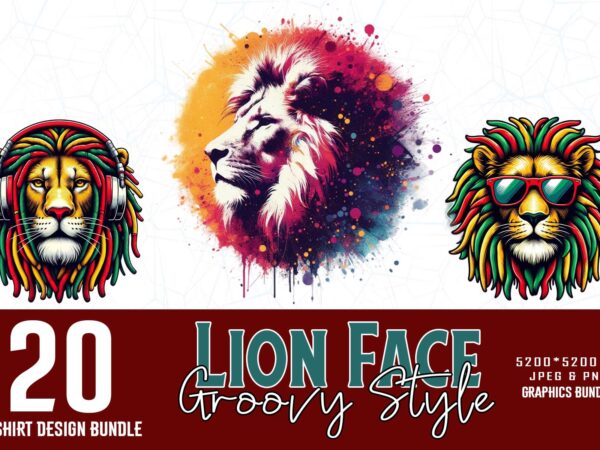 Popular groovy lion lover t-shirt design bundle of 20 designs – download instantly Popular groovy lion lover t-shirt design bundle of 20 designs – download instantly