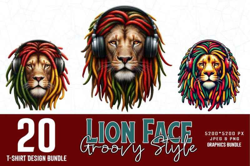 Vintage Punk Lion Lover t-shirt design bundle of 20 designs – download instantly