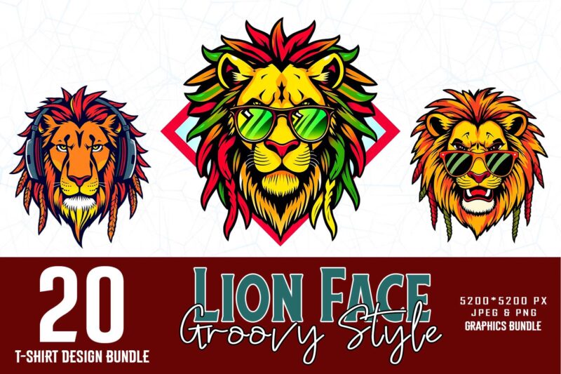 Vintage Punk Lion Lover t-shirt design bundle of 20 designs – download instantly