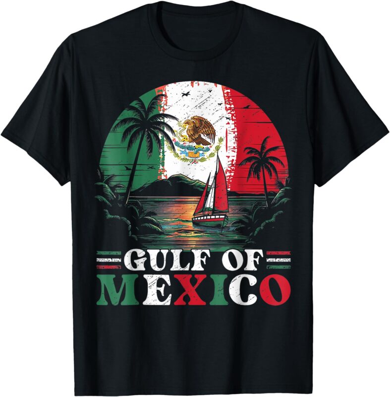 Gulf Of Mexico Retro Vintage Mexican Flag Gulf Of Mexico T-Shirt