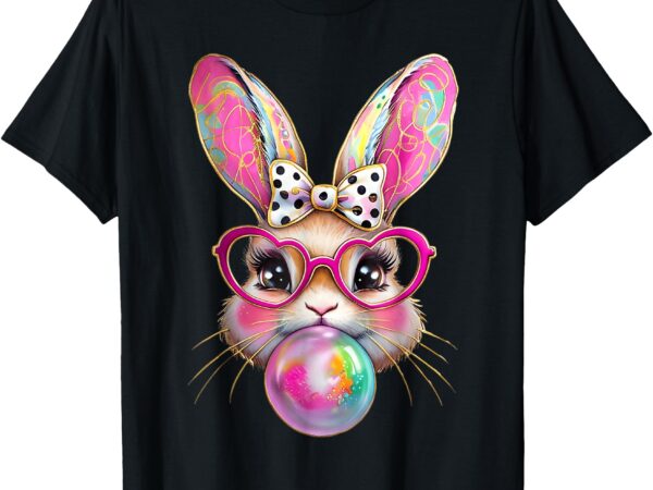 Happy easter bunny coquette bow brushstroke easter girl kids t-shirt