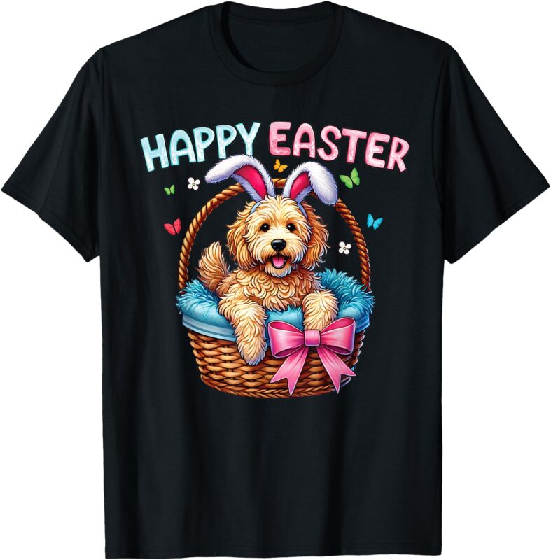 Happy Easter Day Golden Doodle Dog Lovers Easter Bunny Women T-Shirt