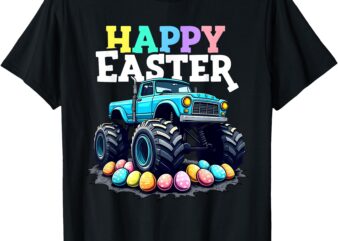 Happy Easter Monster Truck Funny Egg Hunt Toddler Boys Kids T-Shirt