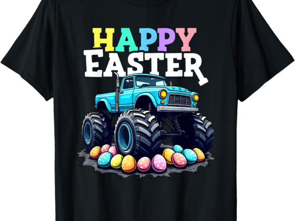 Happy easter monster truck funny egg hunt toddler boys kids t-shirt