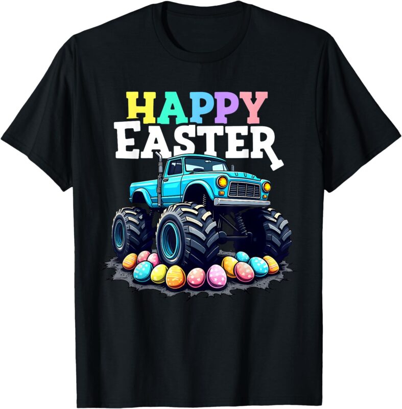 Happy Easter Monster Truck Funny Egg Hunt Toddler Boys Kids T-Shirt