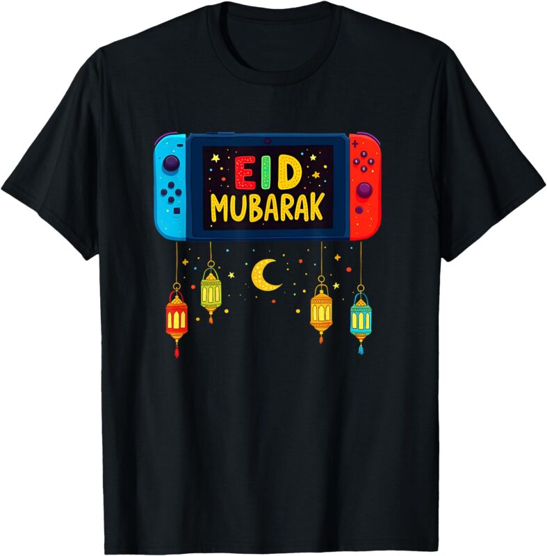 Happy Eid Mubarak Gaming For Muslim Gamer Kids Youth Boys T-Shirt
