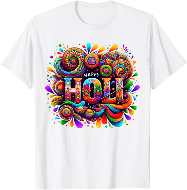 Happy Holi Festival Outfit 2025 For Women Kids Men Family T-Shirt