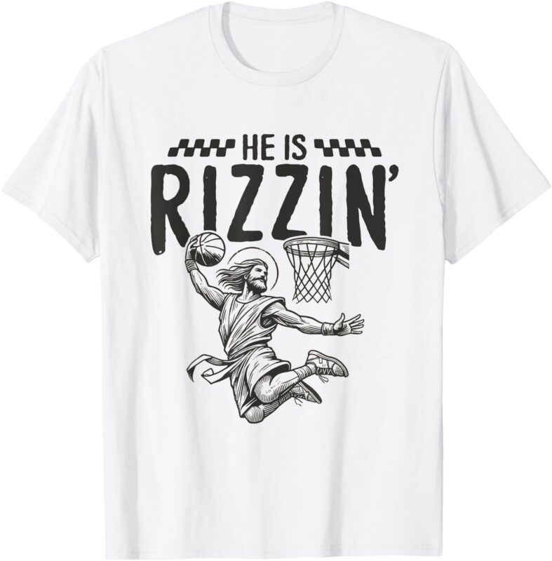 He Is Rizzin Kids Easter Boys Basketball Jesus Kids Toddler T-Shirt