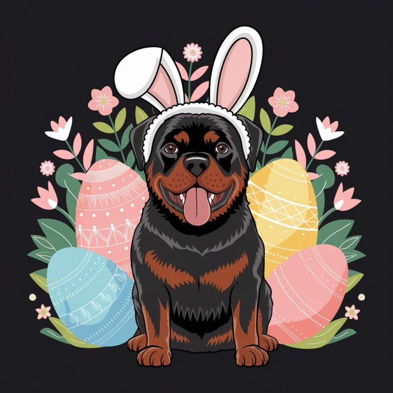 Hoppy Rottweiler Easter Bunny Ears