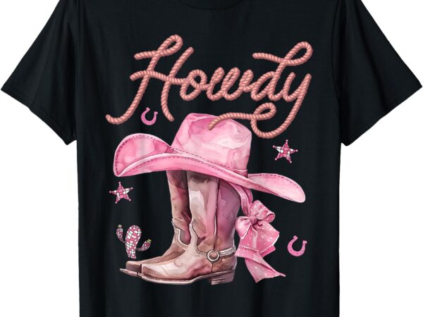 Howdy pink birthday cowgirl boot hat western rodeo girl t-shirt