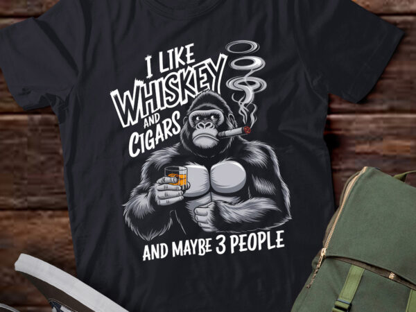 I like whiskey and cigars and maybe 3 people monkey lb62 t shirt design for sale