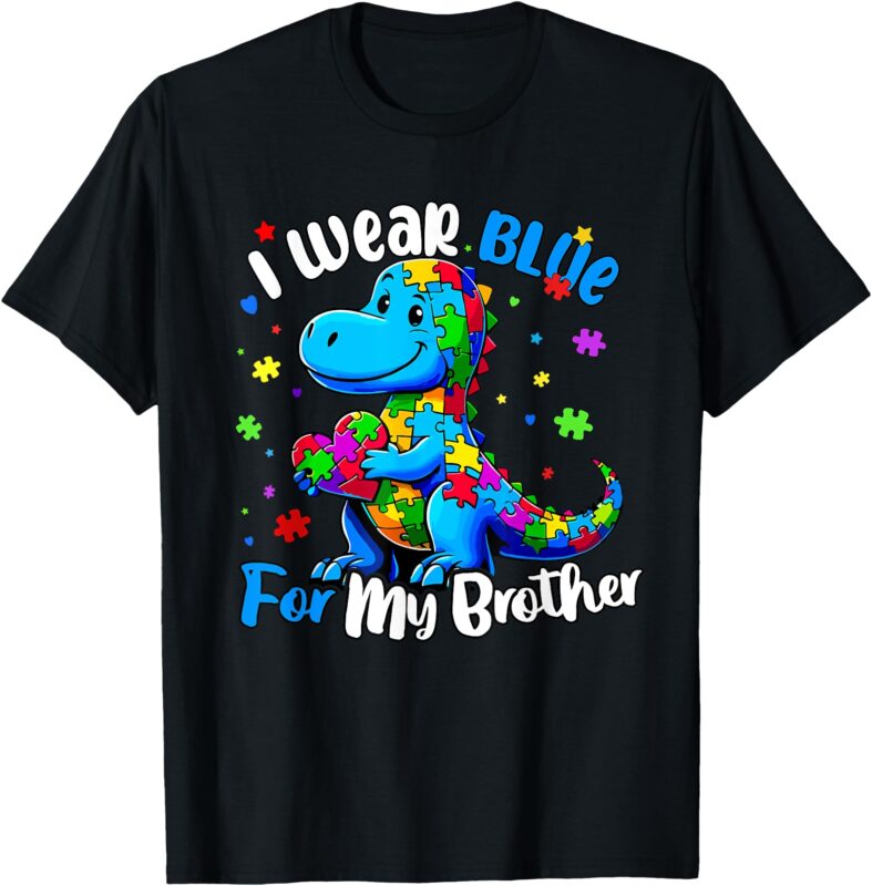 I Wear Blue For My Brother Autism Awareness Puzzle Family T-Shirt