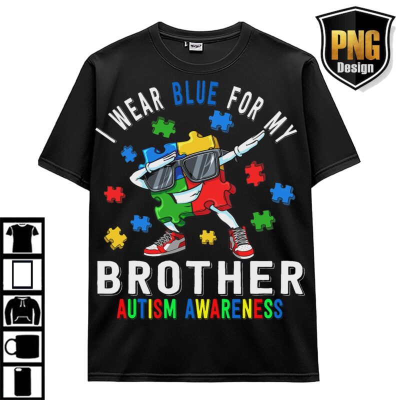April Wear Blue Autism Awareness Be Kind Animal Elephant Dinosaur Puzzle T-Shirt Design 20 PNG