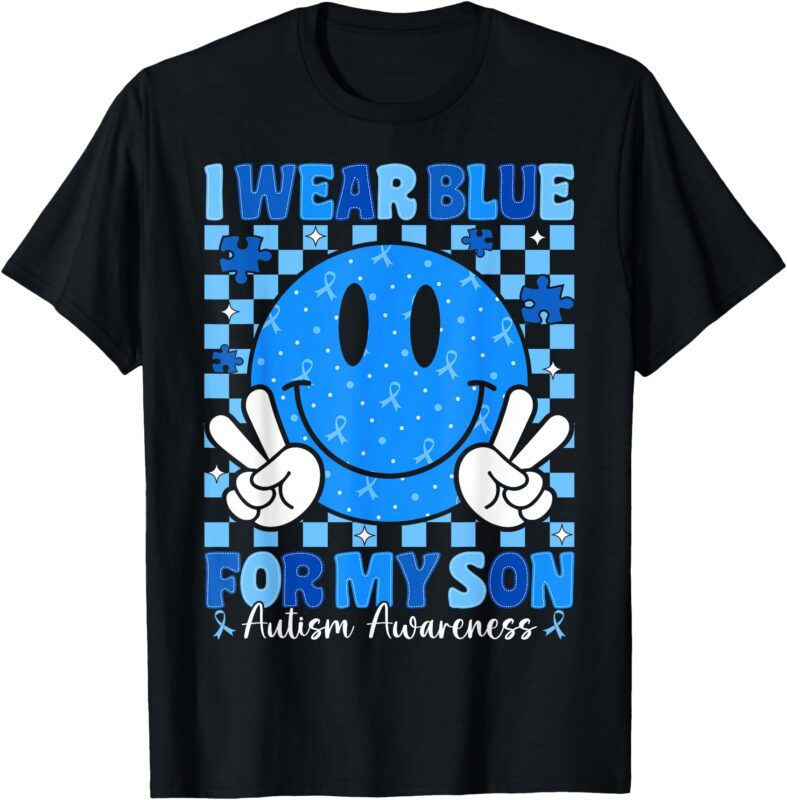 I Wear Blue For My Son Autism Awareness Mom Dad Autistic T-Shirt