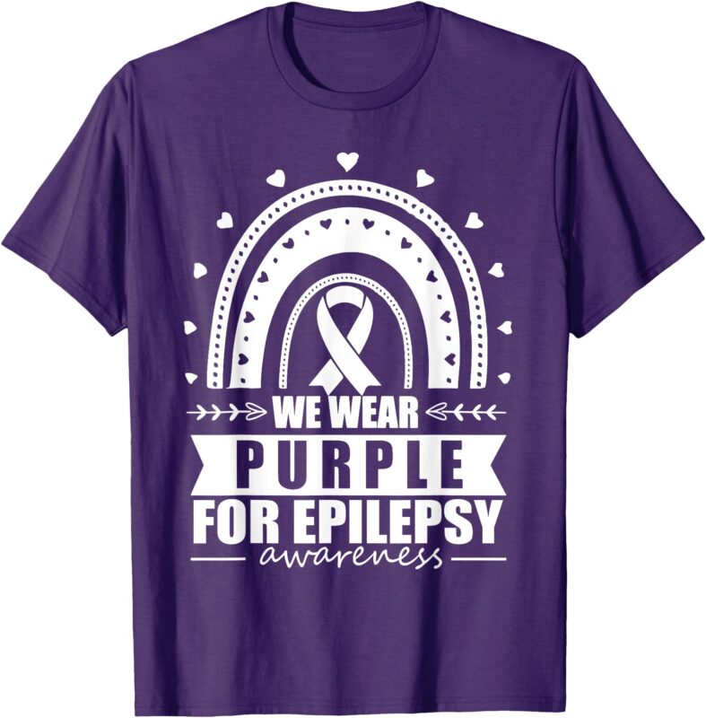 I Wear Purple For Epilepsy Awareness Rainbow Epilepsy T-Shirt