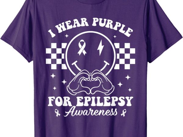 I wear purple for epilepsy awareness smile face epilepsy t-shirt