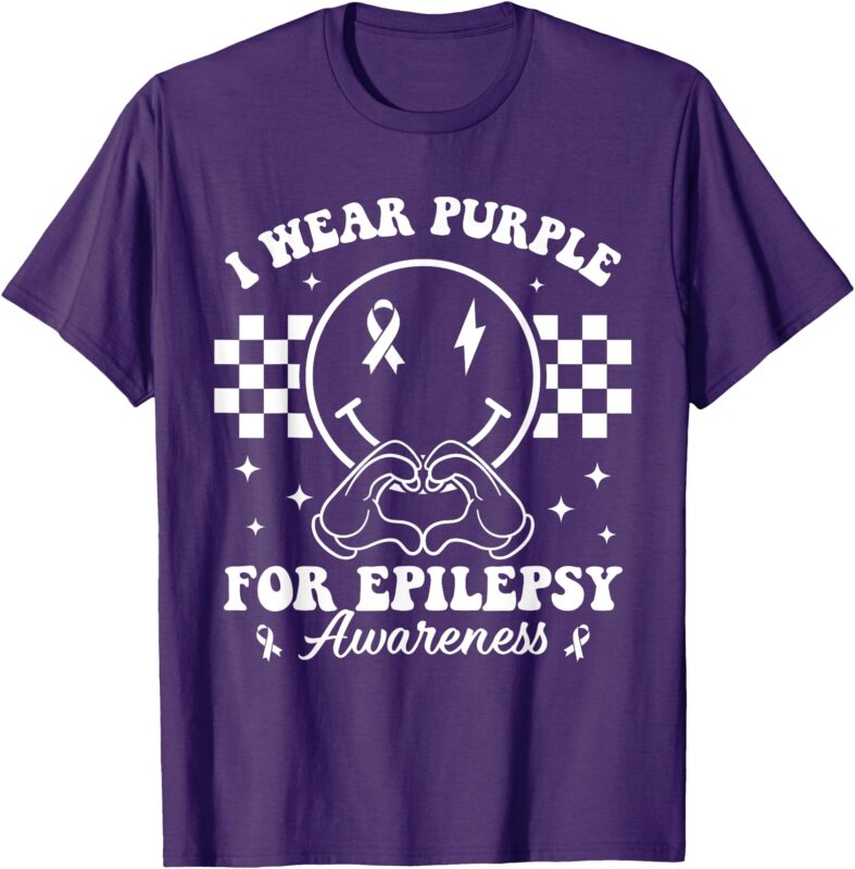 I Wear Purple For Epilepsy Awareness Smile Face Epilepsy T-Shirt