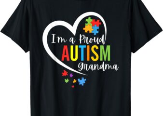 I’m A Proud Grandma Love Heart Autism Awareness Puzzle T-Shirt