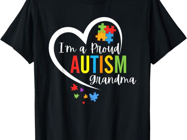 I’m a proud grandma love heart autism awareness puzzle t-shirt