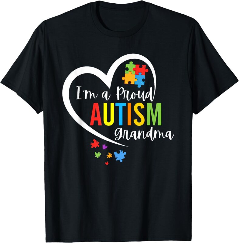I’m A Proud Grandma Love Heart Autism Awareness Puzzle T-Shirt