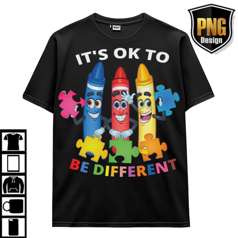 April Wear Blue Autism Awareness Be Kind Animal Elephant Dinosaur Puzzle T-Shirt Design 20 PNG