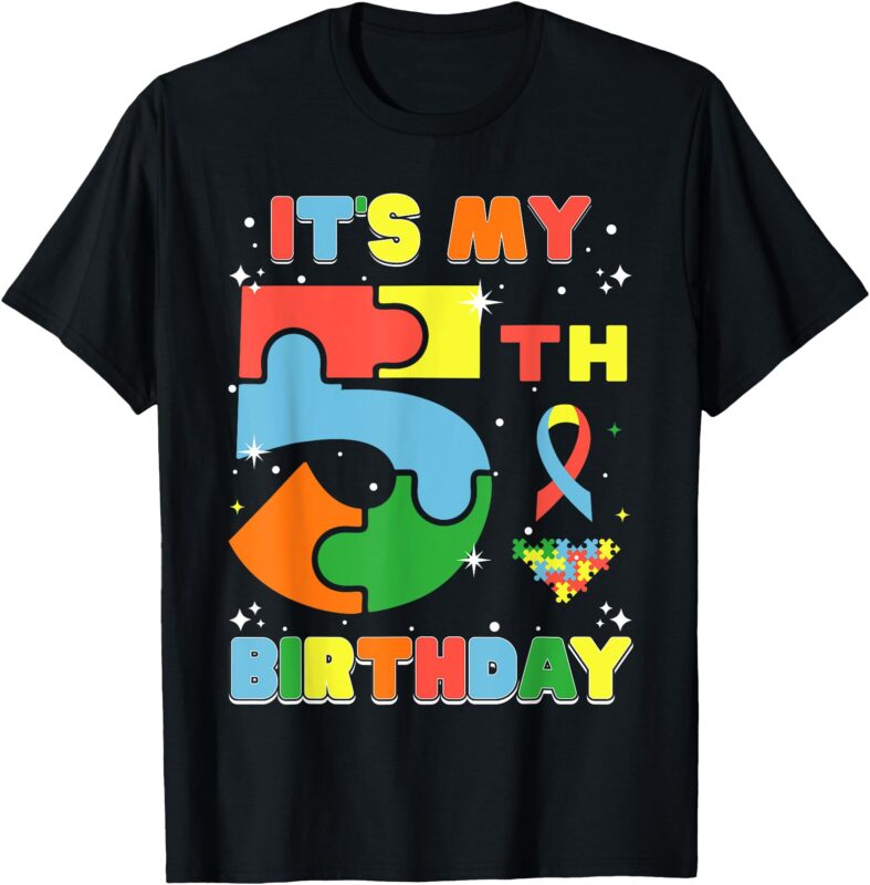 It’s My 5th Birthday Kids Autism 5 Years Old Girls Boys T-Shirt