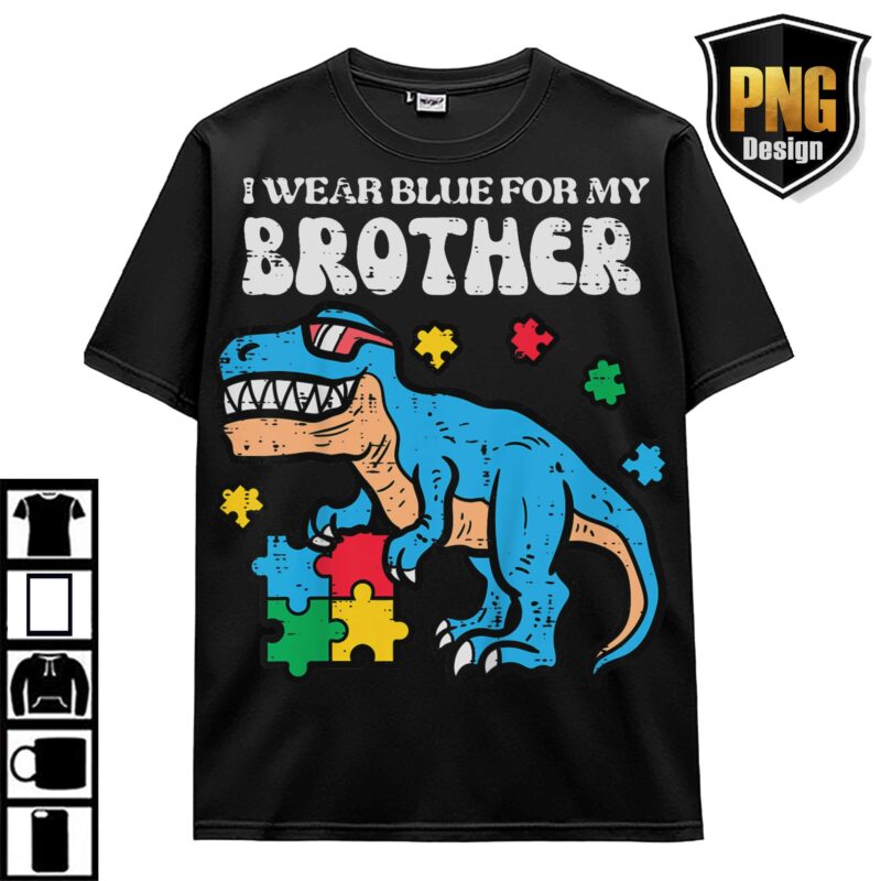 Autism Awareness April Wear Blue Be Kind Elephant Giraffe Animal Puzzle T-Shirt Design 20 PNG