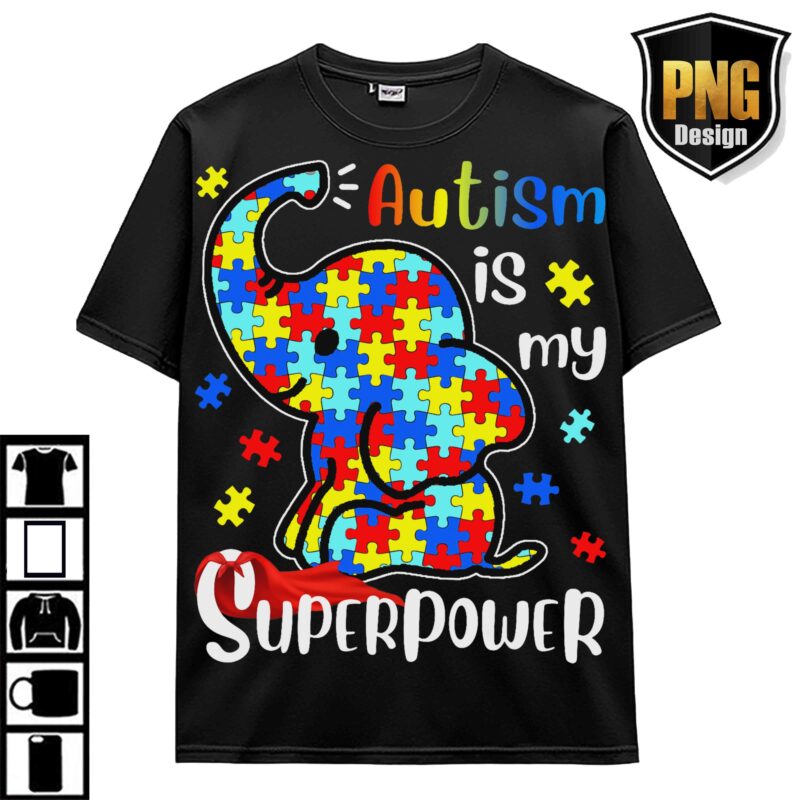 Autism Awareness April Wear Blue Be Kind Elephant Giraffe Animal Puzzle T-Shirt Design 20 PNG