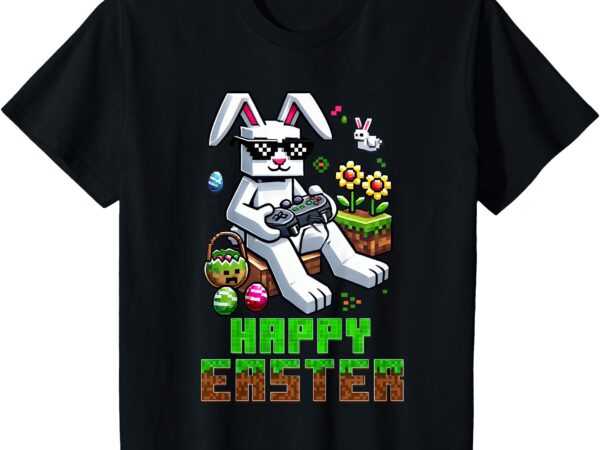 Kids boys happy easter day bunny egg video game kids t-shirt