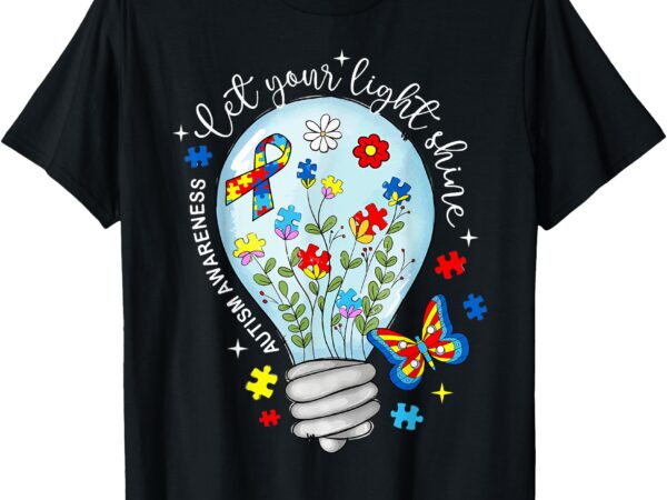 Kids light it up blue autism awareness ribbon puzzle pieces t-shirt