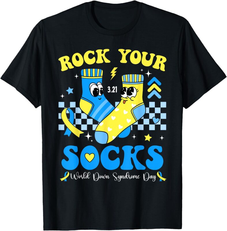 Kids Rock Your Socks World Down Syndrome Day Groovy T-Shirt