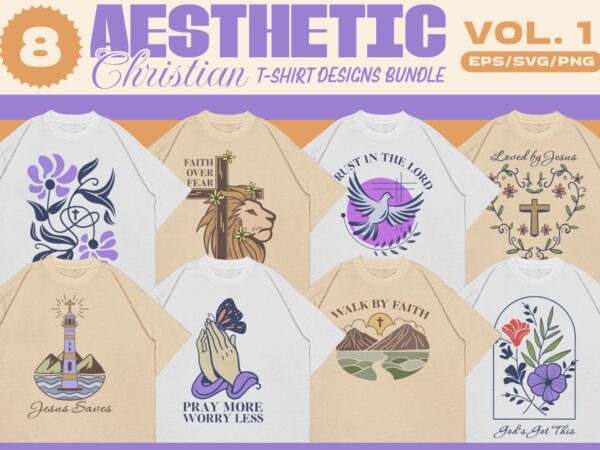 Aesthetic christian t-shirt designs bundle vol. 1
