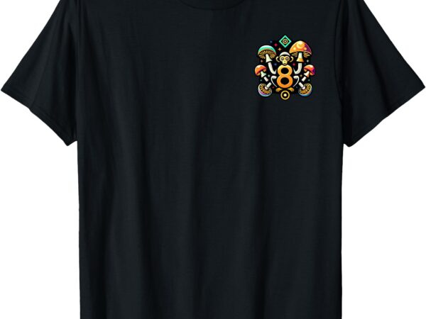 Migui da monkey cartoon monkey ape eating mushrooms t-shirt