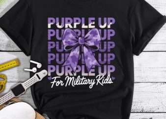 Military Child Coquette Bow Purple Up For Military Kids T-Shirt pa139