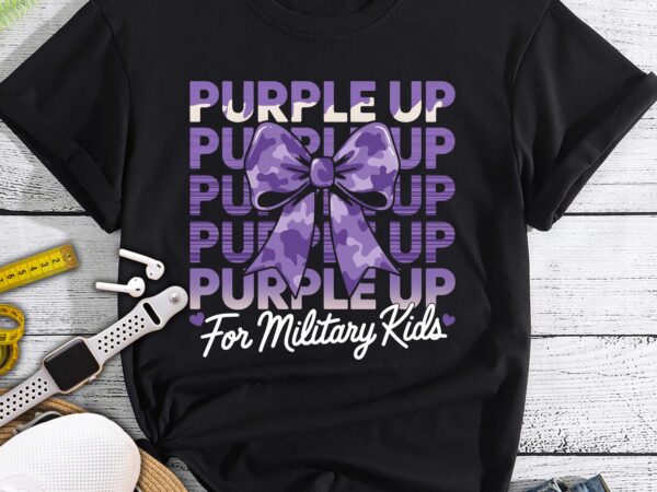 Military child coquette bow purple up for military kids t-shirt pa139