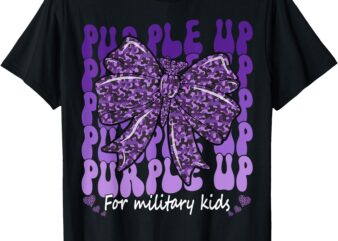 Military Child Coquette Bow Purple Up For Military Kids T-Shirt