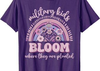 Military Kid Dandelion Bloom Where They’re Planted Purple Up T-Shirt