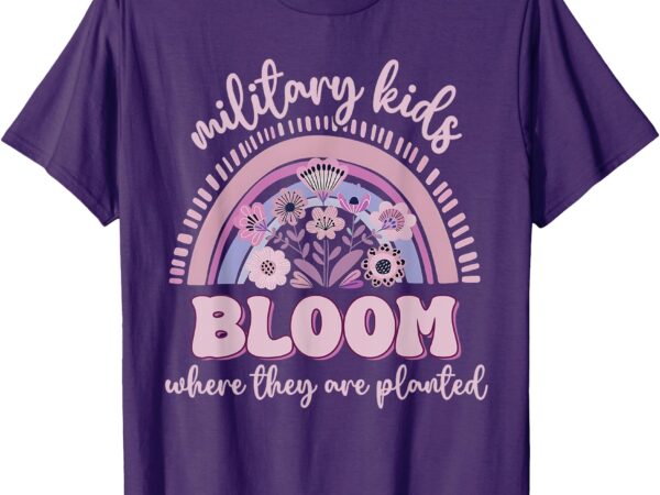 Military kid dandelion bloom where they’re planted purple up t-shirt