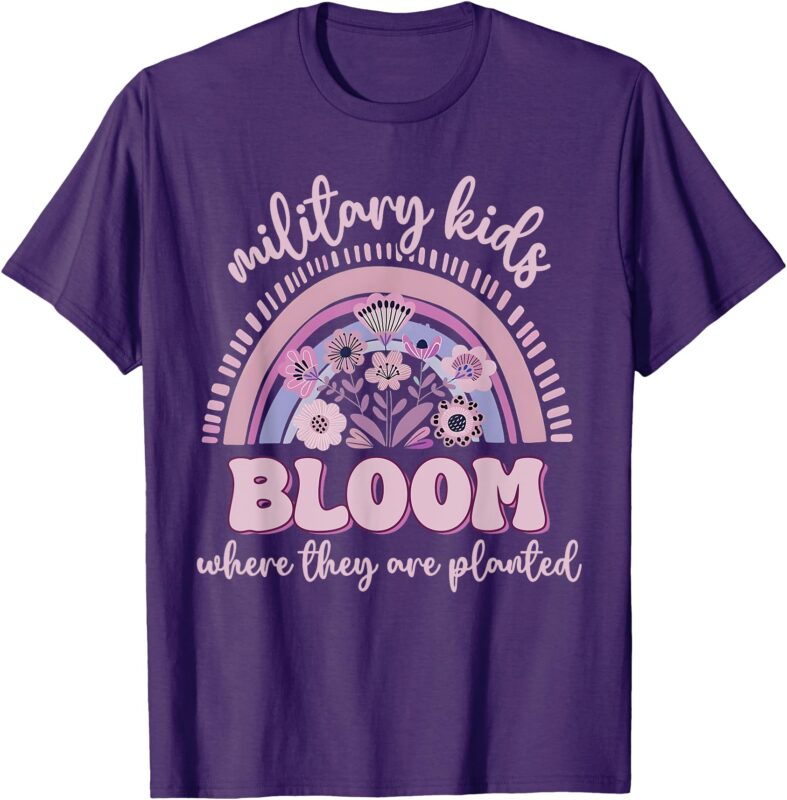 Military Kid Dandelion Bloom Where They’re Planted Purple Up T-Shirt